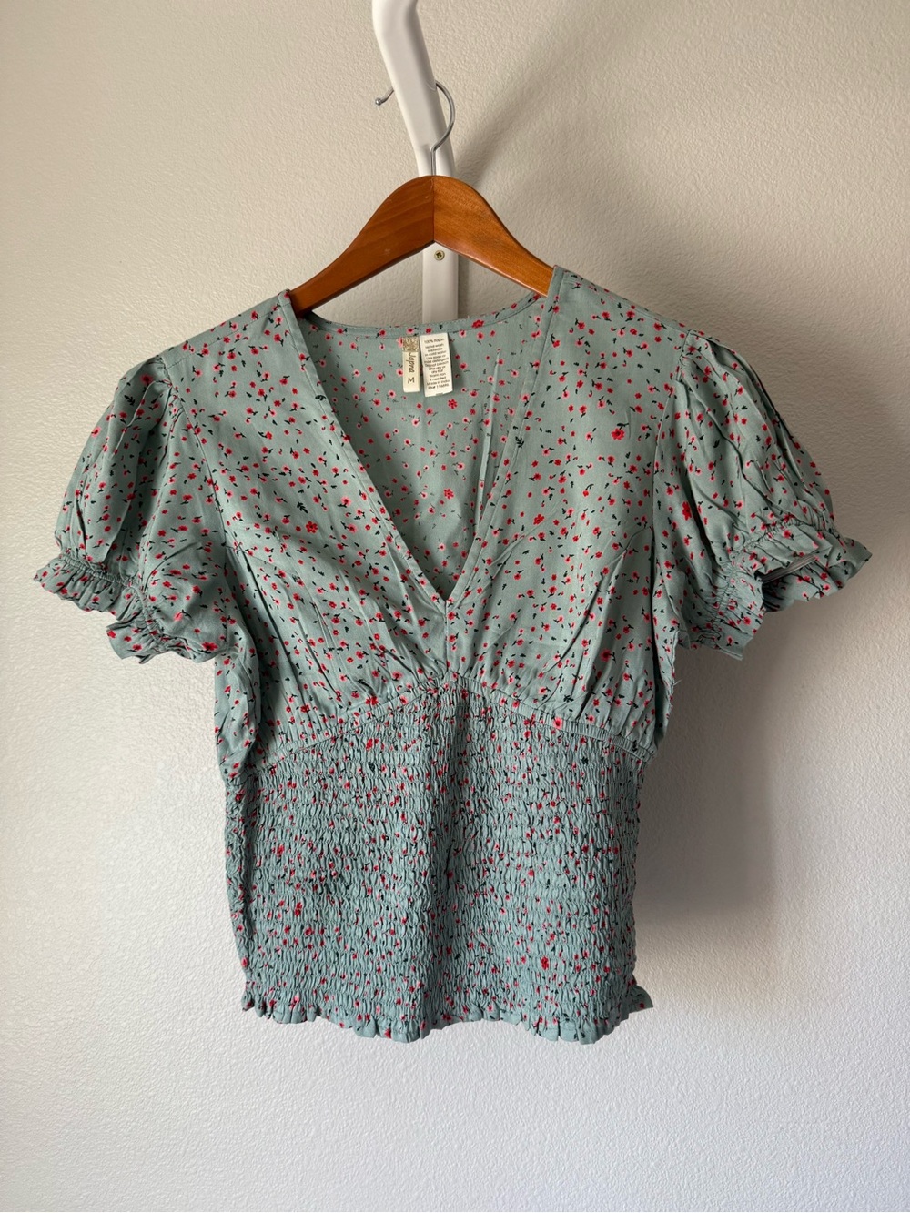Japna Floral Smocked V-Neck Blouse